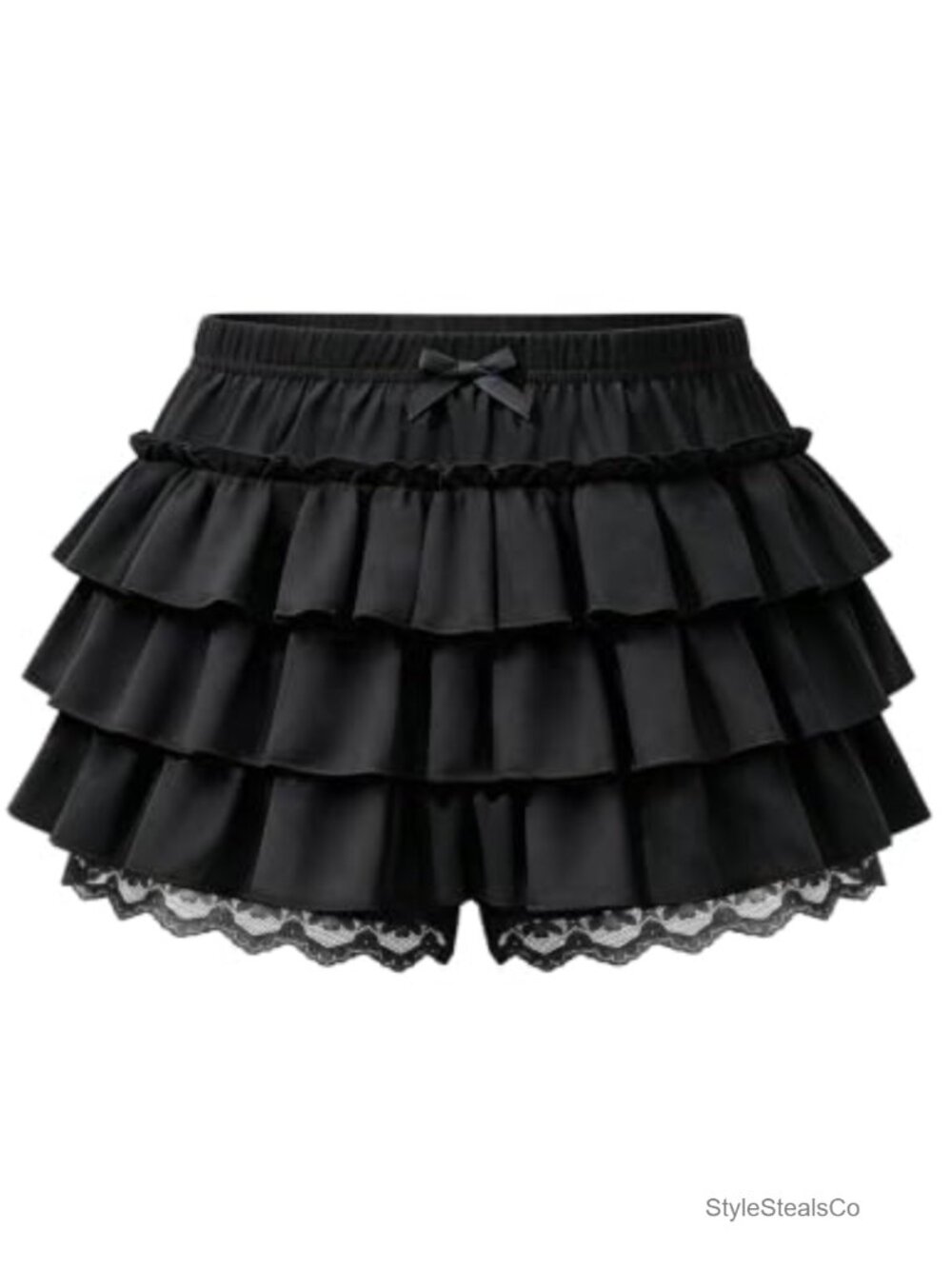 Ruffle Bloomer Shorts Layered Lace Elastic Waist Y2K Loungewear